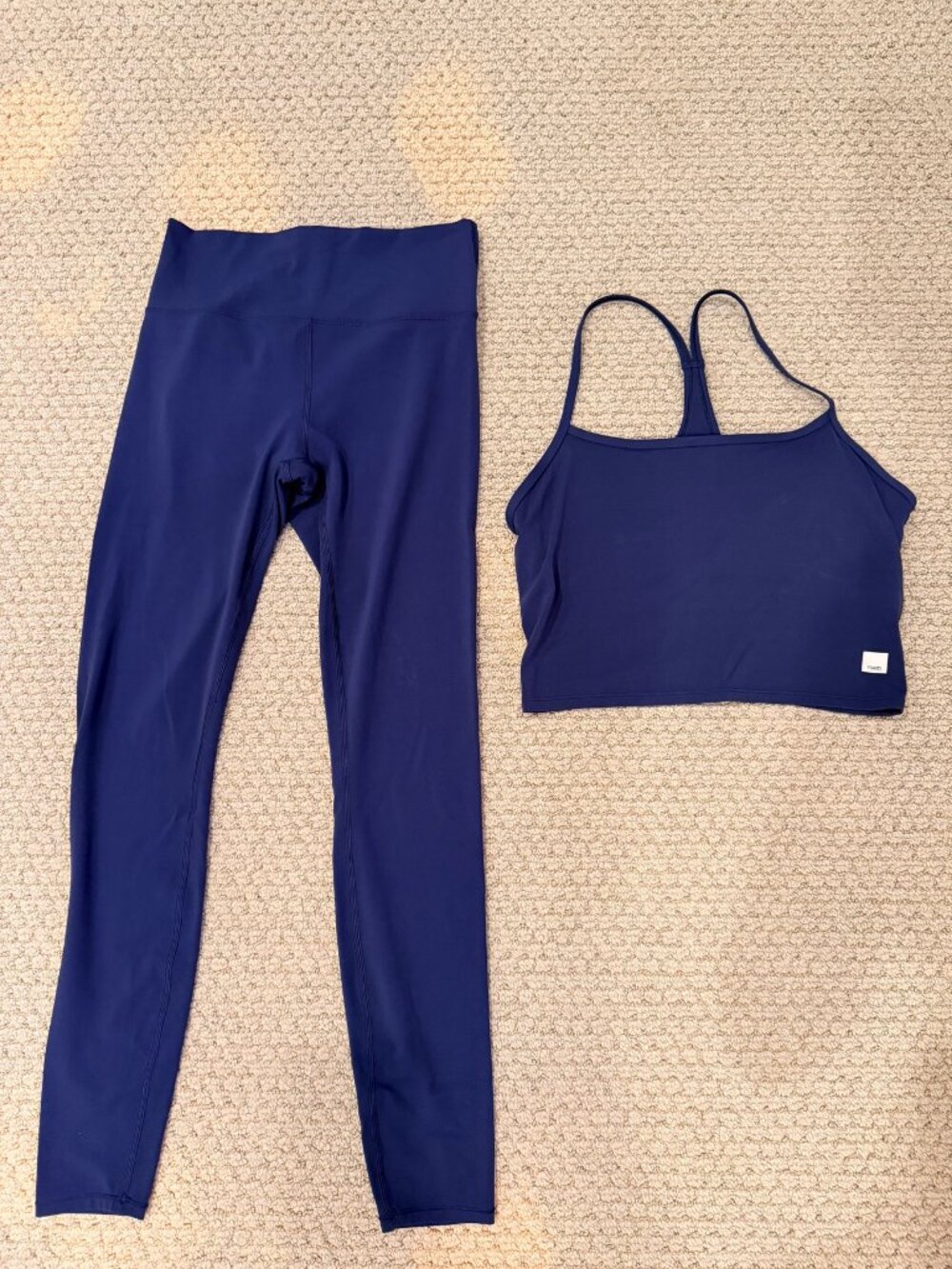 Vuori AllTheFeels Set, Size M — Leggings + Support Tank, Blue Coast, Like New